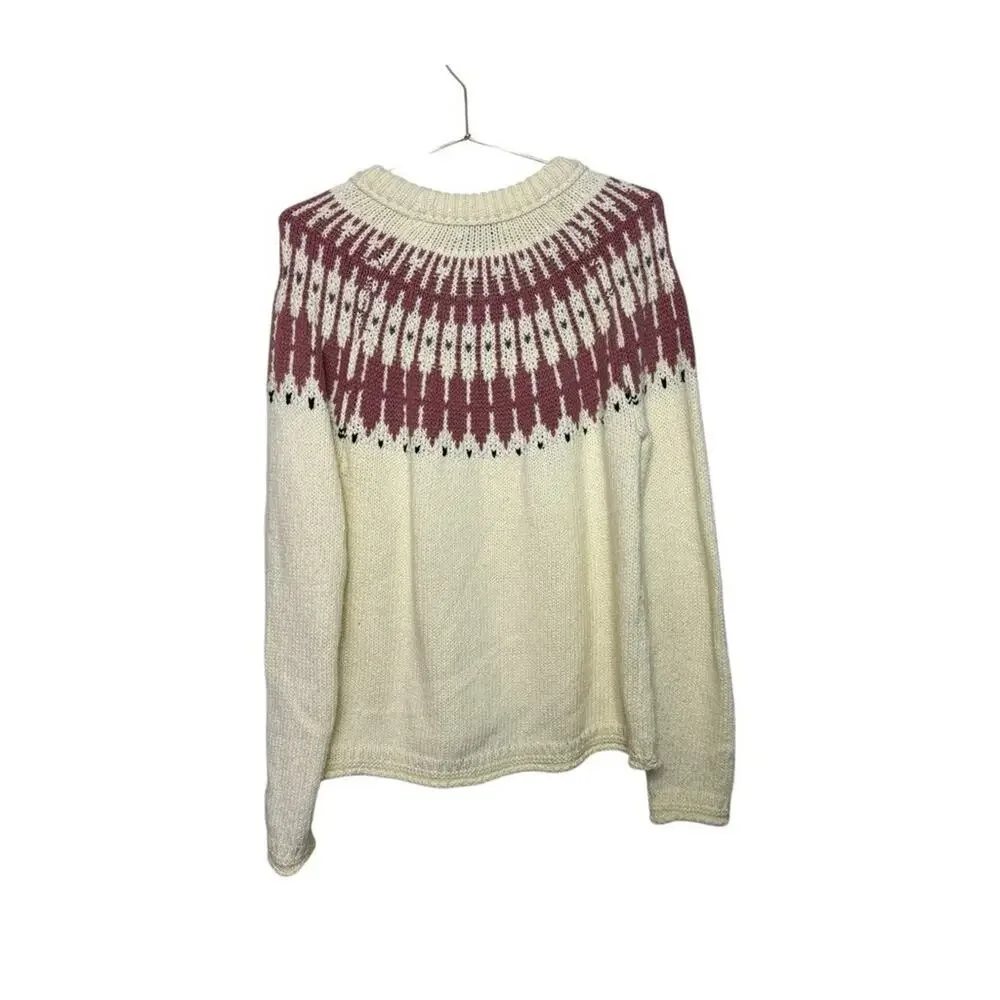 Madewell‎ Fair Isle Keaton Pullover Sweater Women M Cream Alpaca Blend Mock Neck